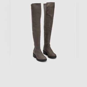 Eileen Fisher Loft Tumbled Nubuck Gray Suede Over The Knee Boot Size 7
